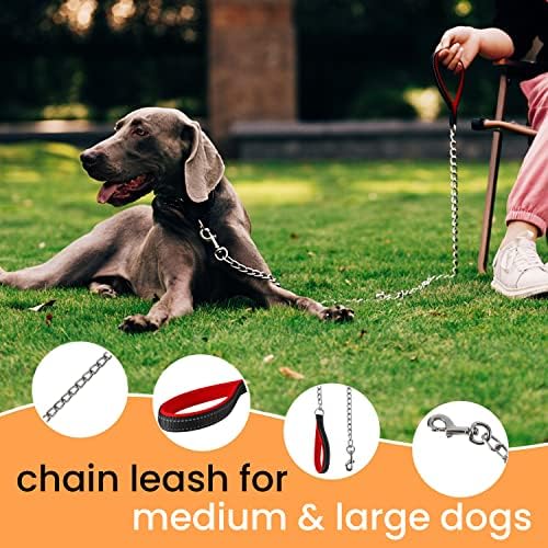 רצועת כלבים של שרשרת ג'ווו | קישורי נירוסטה מתכת, עופרת חיות מחמד של חובה כבד עם חיות מחמד